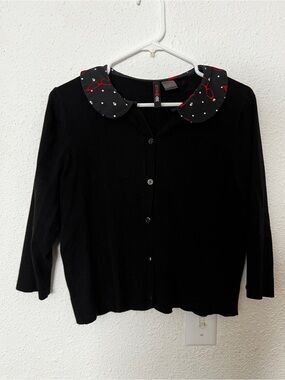 Retro Chic by Torrid Black Cropped Cardigan Peter Pan Collar